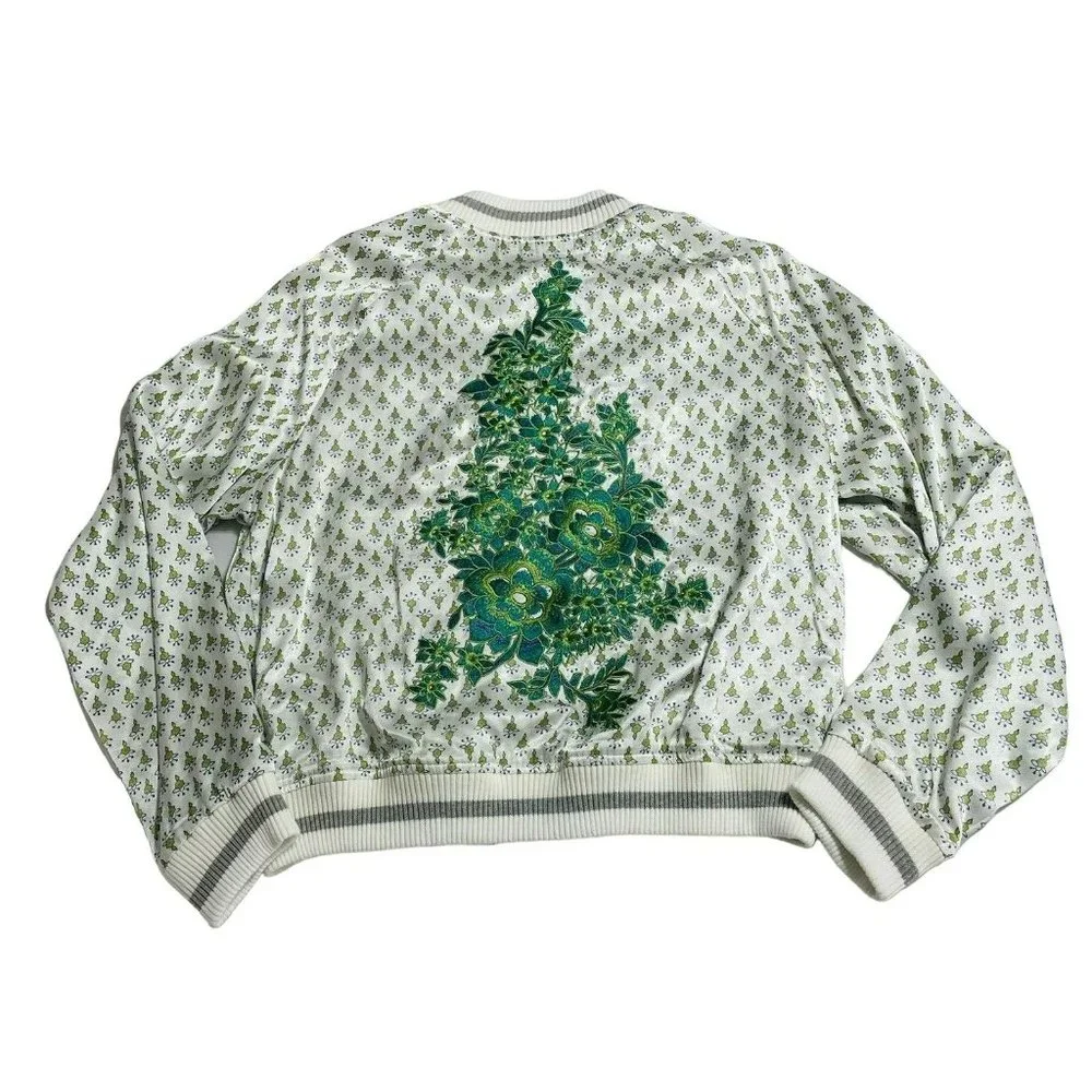 Anthropologie Tiny Editions Embroidered Viscose Zip Up Jacket Women’s  Medium - Picture 11 of 12